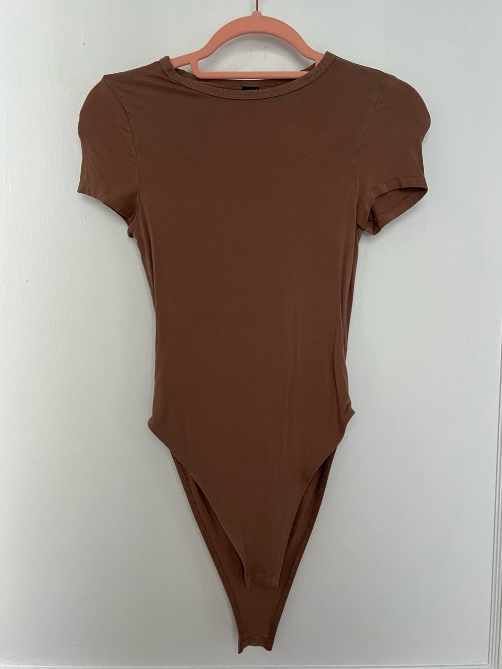 SHEIN Brown Short Sleeve Crew Neck Bodysuit